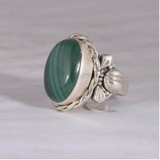 Malachite gemstone ring, handmade ring, sterling silver ring